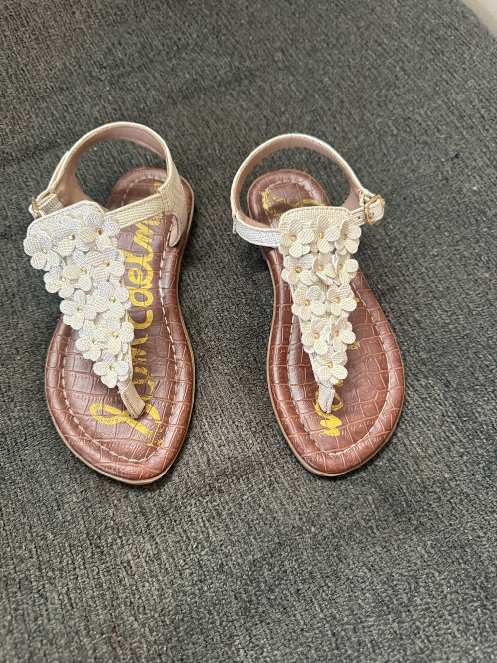 Sam Edelman Gold Floral T-Strap Kids Sandals
